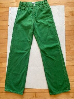 European style & colour High-Rise Wide Leg Jeans in Kelly Green Size 26
